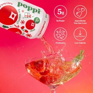 Poppi Sparkling Prebiotic Soda Beverage with Apple Cider Vinegar, Seltzer Water and Fruit Juice, Cranberry Fizz Flavor, 12 Fl Oz, Pack of 12, Packaging May Vary