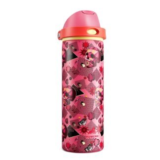 POWCAN 24 oz Insulated Skull Water Bottle: 2-in-1 Lid with Push-Button Spout & Quick-Flip Straw, Leakproof, Car Cupholder Friendly, Stainless Steel for Gym, Travel, Camping...