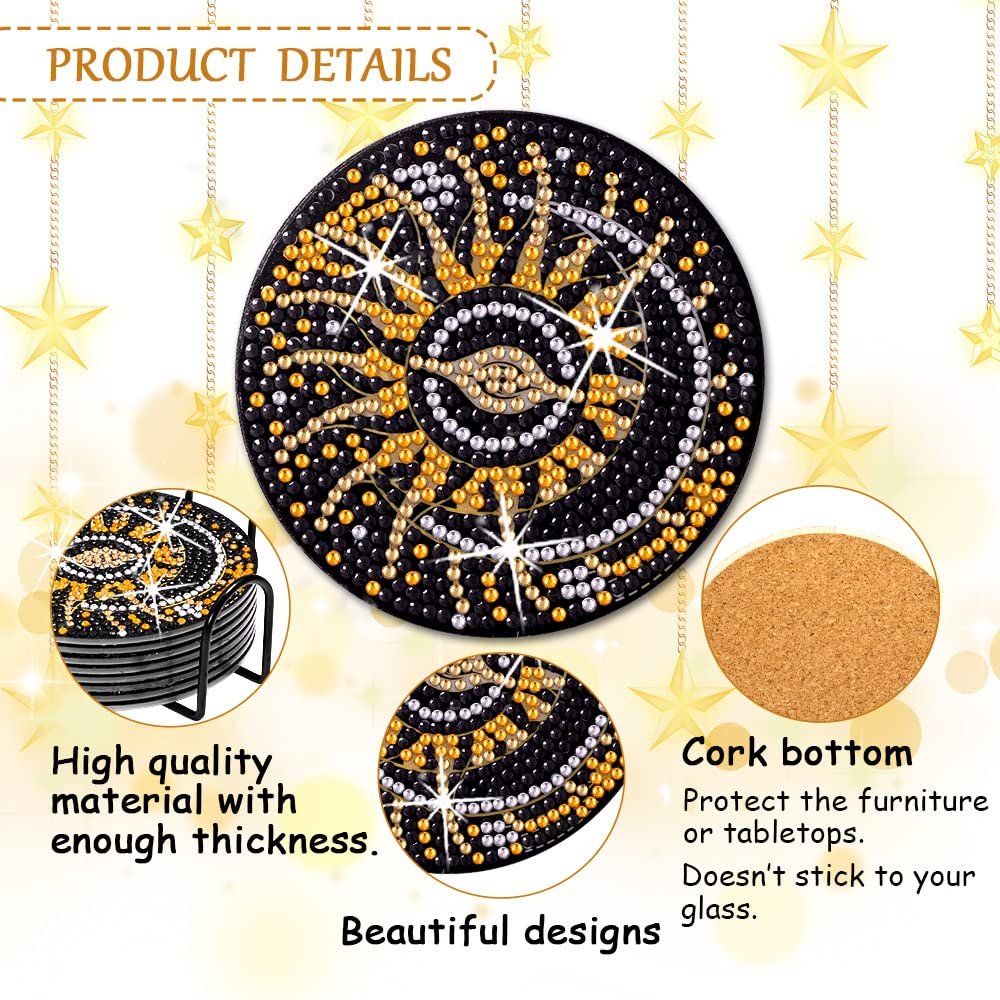 Praise V Do 8Pcs Diamond Painting Coasters Kit with Holder Cork Base DIY Tarot Coasters Diamond Painting Kit for Beginners Adults DIY Diamond Art Craft for Housewarming - lunas-mystic-emporium.com Praise V Do 8Pcs Diamond Painting Coasters Kit with Holder Cork Base, DIY Tarot Coasters Diamond Painting Kit for Beginners, Adults DIY Diamond Art Craft for Housewarming...