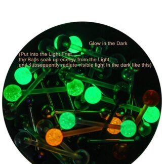Prjndjw 14G, 16/19/22mmL, 25/30PCS, 5mm Ball Barbell Tongue Ring. Surgical Steel Nipple Piercing Vemom/Glow in The Dark/Created Pearl/Body Jewelry for Woman Unisex