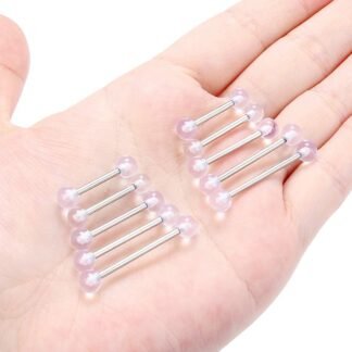 Prjndjw 14G Surgical Steel Straight Barbell - Tongue & Nipple Rings for Women & Men - Length 12MM, 14MM, 16MM, 18MM, 22mm - Piercing Jewelry