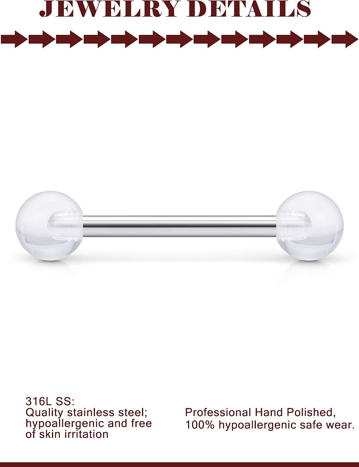 Prjndjw 14G Surgical Steel Straight Barbell - Tongue & Nipple Rings for Women & Men - Length 12MM, 14MM, 16MM, 18MM, 22mm - Piercing Jewelry