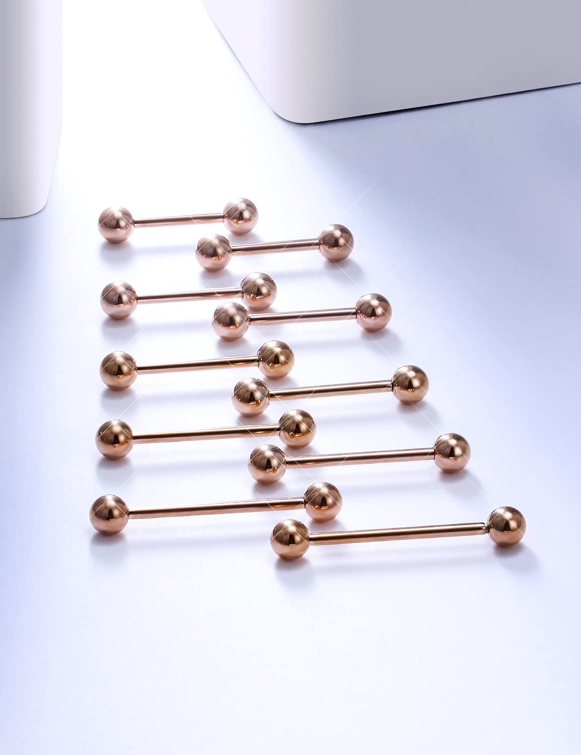 Prjndjw 14G Surgical Steel Straight Barbell - Tongue & Nipple Rings for Women & Men - Length 12MM, 14MM, 16MM, 18MM, 22mm - Piercing Jewelry