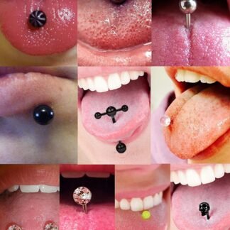 Prjndjw 14G Surgical Steel Tongue Rings for Women Men Teaser Double Barbell with Slave Ring Skull/Flower/Silicone Soft Spike Ball/CZ/Door Knocker/Pill Tongue Ring Piercing...