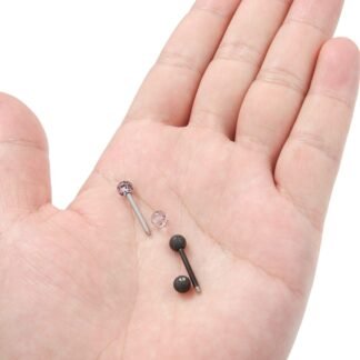 Prjndjw 8-12Pairs 14G 16G Nipple Rings Surgical Steel Tongue Rings Barbell Nipplering Diamond CZ Body Piercing Jewelry Retainer for Women Men 14mm Length Size