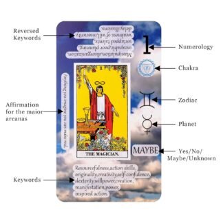 Prophet Tarot Cards with Meanings on Them, Learning Tarot Cards Set for Beginner, Deck Fortune Telling Game, Keywords, Chakra, Planet, Zodiac, Element, Yes or No, Affirmations