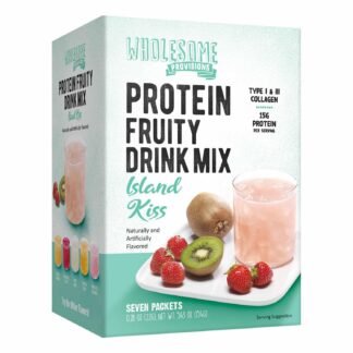 Protein Fruit Drink Mix, 15g Protein, Low Sugar, Collagen + Prebiotics, No Artificial Colors or Dyes, Refreshing by Wholesome Provisions (Pack of 1, Strawberry Kiwi)