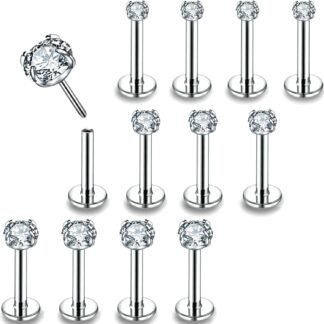 PunkTracker 16g/18g/20g Threadless Lip Rings Tragus Earrings Surgical Steel Helix Conch Cartilage Earrings Monroe Piercing Jewelry for Women Men Labret Studs