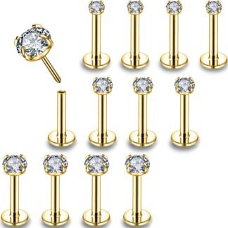 PunkTracker 16g/18g/20g Threadless Lip Rings Tragus Earrings Surgical Steel Helix Conch Cartilage Earrings Monroe Piercing Jewelry for Women Men Labret Studs