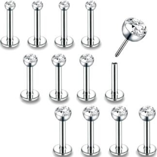 PunkTracker 16g/18g/20g Threadless Lip Rings Tragus Earrings Surgical Steel Helix Conch Cartilage Earrings Monroe Piercing Jewelry for Women Men Labret Studs