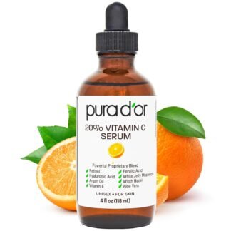 PURA D'OR 20% Vitamin C Facial Serum 4 Oz - Antioxidant Blend with Retinol, Hyaluronic Acid, Vitamin E & Ferulic Acid - Hydrating Lightweight Skincare Formula - Men and Women...