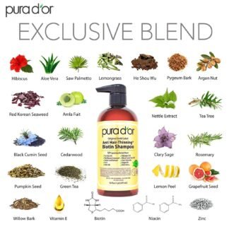 PURA D'OR Original Gold Label Anti-Thinning Shampoo – CLINICALLY TESTED Botanical Formula – Biotin & Argan Oil – Sulfate-Free Strengthening & Volumizing for Fuller-Looking Hair,...