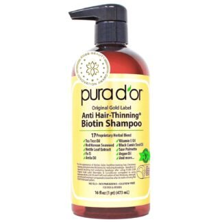 PURA D'OR Original Gold Label Anti-Thinning Shampoo – CLINICALLY TESTED Botanical Formula – Biotin & Argan Oil – Sulfate-Free Strengthening & Volumizing for Fuller-Looking Hair,...