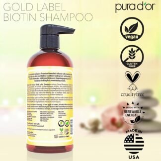 PURA D'OR Original Gold Label Anti-Thinning Shampoo – CLINICALLY TESTED Botanical Formula – Biotin & Argan Oil – Sulfate-Free Strengthening & Volumizing for Fuller-Looking Hair,...