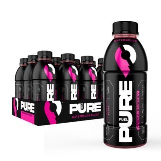 Pure Fuel Healthy Energy Drinks Watermelon Blast - Sports Drinks - Plant Based - 180mg Natural Caffeine - 12pk x 16.9 fl oz