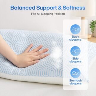 puredown® Cooling Goose Feather Down Pillow, Set of 1, Standard Size Bed Pillow Insert with Soft Cooling Pillowcase for Cool Sleep