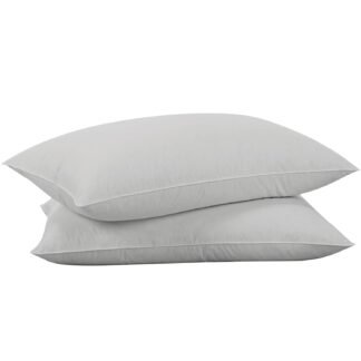 puredown Goose Feathers Down Pillows - King Size Bed Sleeping Hotel Collection Pillows Set of 2 with 100% Cotton Cover, Grey