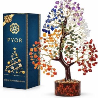 PYOR 7 Chakra Tree of Life Crystal Tree - Seven Chakra Healing Crystals & Stones for Chakra Balancing | Meditation | Reiki | Yoga Decor | Spiritual Gift | Gift for Woman