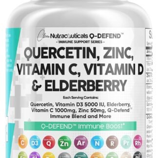 Q Defend Quercetin Supplement with Zinc Vitamin C Vitamin D Elderberry Turmeric Black Pepper Garlic Ginger Sea Moss Lysine Stinging Nettle Reishi Mushroom Immune Support 60...