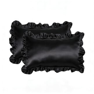 Q&J Fabric Co. Ruffle Satin Pillow Cases Queen Size Set of 2,Soft Cooling Similar to Silk Pillow Cases Sham Cover with Envelope Closure,Room Decor Festive Gifts for Women Men,...