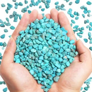 QICQDRAM Howlite Turquoise Small Tumbled Chips 0.9 Lb/405g Crystal Stone Decorative Pebbles for Home Decoration & Fish Turtle Tank, Vase Filler, Plants Decor