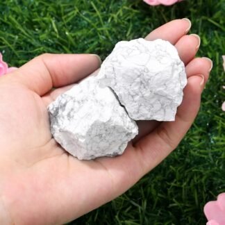 QINJIEJIE Howlite 2PCS Raw Crystals 1.8-2.2'' Natural Crystals Healing Stones Bulk Large Stones for Tumbling Cabbing Fountain Rocks Polishing Handmade DIY Decor Gifts