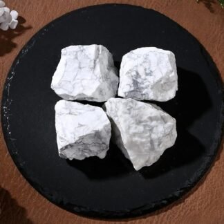 QINJIEJIE Howlite 2PCS Raw Crystals 1.8-2.2'' Natural Crystals Healing Stones Bulk Large Stones for Tumbling Cabbing Fountain Rocks Polishing Handmade DIY Decor Gifts