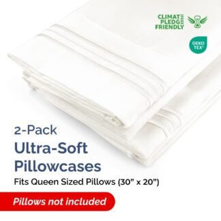 Queen Pillow Cases Set of 2 - Ultra Soft Hotel Quality Pillowcase Covers - Comfy, Cozy & Wrinkle Free - Shrinkage and Fade Resistant - Machine Washable Pillow Protectors - 2...