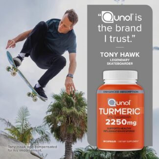 Qunol Turmeric Curcumin with Black Pepper, 2250mg Turmeric Extract with 95% Curcuminoids, Extra Strength Turmeric Supplement, Enhanced Absorption, Joint Support Supplement, 150...