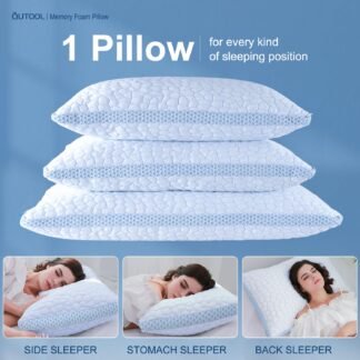 QUTOOL Enhanced Cooling Pillows Queen Size Set of 2,CertiPUR-US Shredded Memory Foam Pillows 2 Pack for Hot Sleeper, Adjustable Bed Pillow for Side, Back, Stomach Sleepers...