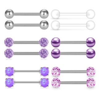 QWALIT Tongue Rings Nipple Rings 14G Nipplerings Straight Barbell Surgical Steel Nipple Piercing Bar Nipple Bars for Women Tongue Bar 16mm 14mm