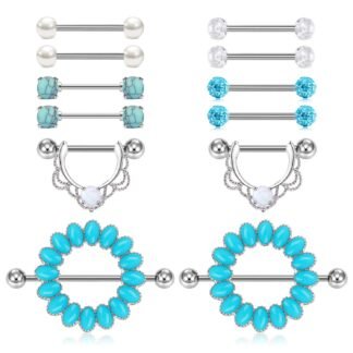 QWALIT Tongue Rings Nipple Rings 14G Nipplerings Straight Barbell Surgical Steel Nipple Piercing Bar Nipple Bars for Women Tongue Bar 16mm 14mm