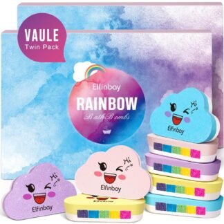 Rainbow Bath Bombs for Kids, 4 XL Kid Bath Bombs with Surprise Colors Inside, Organic Bathbombs for Women, Stocking Stuffers for Kids Christmas Gifts for Girls Boys
