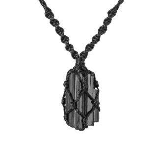 Raw Black Tourmaline Necklace – Handmade Macramé Crystal Pendant – Adjustable necklace Gift for Everyday Balance