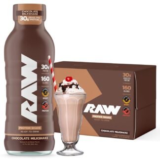 RAW Ready-to-Drink Protein Shake, Chocolate - RTD Protein Drinks with Grass-Fed Whey Protein Isolate for Post-Workout - Zero-Sugar & Gluten-Free Meal Replacement Drink &...