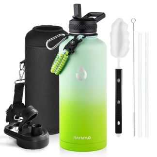 RAYMYLO Insulated Water Bottle 64 oz, Triple Wall Vacuum Stainless Steel (Cold for 48 Hrs), Leak Proof & Non-BPA, Half Gallon Water Flask Jug with Paracord Handle & Straw Spout...