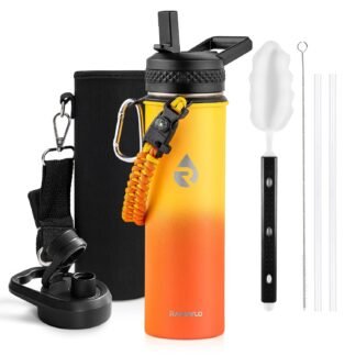 RAYMYLO Insulated Water Bottle 64 oz, Triple Wall Vacuum Stainless Steel (Cold for 48 Hrs), Leak Proof & Non-BPA, Half Gallon Water Flask Jug with Paracord Handle & Straw Spout...