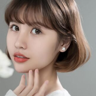 Reffeer Solid 925 Sterling Silver Plumeria Flower Stud Earrings for Women Teen Girls Crystal Flower Stud Earrings