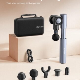 RENPHO Massage Gun with Adjustable Angles and Extension Handle, Valentine's Day Gifts, Handheld Percussion Muscle Massager Deep Tissue with Portable Carry Case for Men Women,...