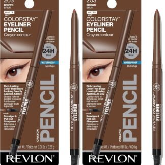 REVLON ColorStay Pencil Waterproof Eyeliner, Smudge-Proof, Eye Makeup with Built-In Sharpener, Packaging May Vary, 203 Brown, 0.01 oz (Pack of 2)