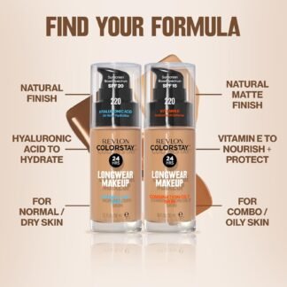 Revlon Liquid Foundation, ColorStay Face Makeup for Normal & Dry Skin, SPF 20, Longwear Medium-Full Coverage with Natural Finish, 110 Ivory, 1 fl oz