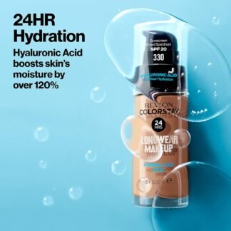 Revlon Liquid Foundation, ColorStay Face Makeup for Normal & Dry Skin, SPF 20, Longwear Medium-Full Coverage with Natural Finish, Oil Free, 130 Porcelain, 1 Fl Oz