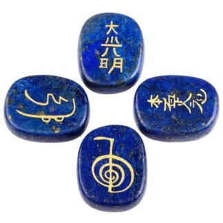 rockcloud Healing Crystal Lapis Lazuli 4pcs Engraved Chakra Stones Palm Stone Reiki Balancing - lunas-mystic-emporium.com rockcloud Healing Crystal Lapis Lazuli 4pcs Engraved Chakra Stones Palm Stone Reiki Balancing