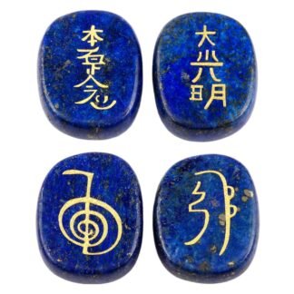 rockcloud Healing Crystal Lapis Lazuli 4pcs Engraved Chakra Stones Palm Stone Reiki Balancing - lunas-mystic-emporium.com rockcloud Healing Crystal Lapis Lazuli 4pcs Engraved Chakra Stones Palm Stone Reiki Balancing
