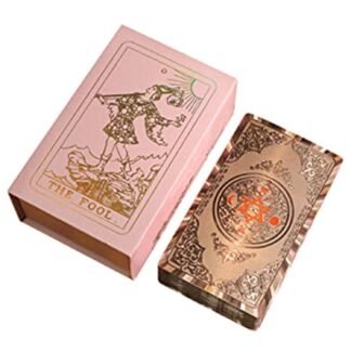 Rose Gold Tarot Cards, Deluxe PET Water Resistant Wrinkle Resistant 78 Gold Foil Classic Tarot Decks Future Telling Game with Guide Book for Beginners and Professionals,Pink