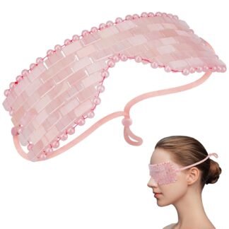 Rose Quartz Eye Mask, Natural Jade Mask for Facials, Hot or Cold Therapy for Anti-Aging, Puffiness & Dark Circles, Cooling for Migraines, Warmth for Sinus Relief