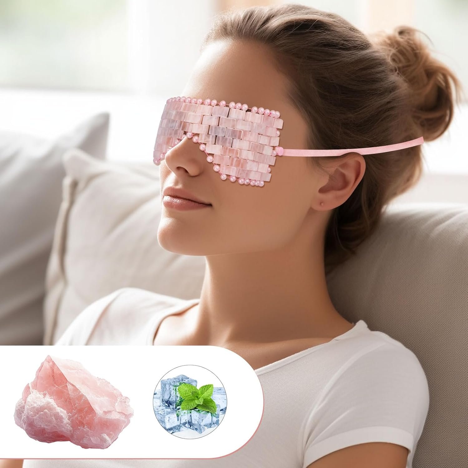 Rose Quartz Eye Mask Natural Jade Mask for Facials Hot or Cold Therapy for Anti-Aging Puffiness Dark Circles Cooling for Migraines Warmth for Sinus Relief - lunas-mystic-emporium.com Rose Quartz Eye Mask, Natural Jade Mask for Facials, Hot or Cold Therapy for Anti-Aging, Puffiness & Dark Circles, Cooling for Migraines, Warmth for Sinus Relief