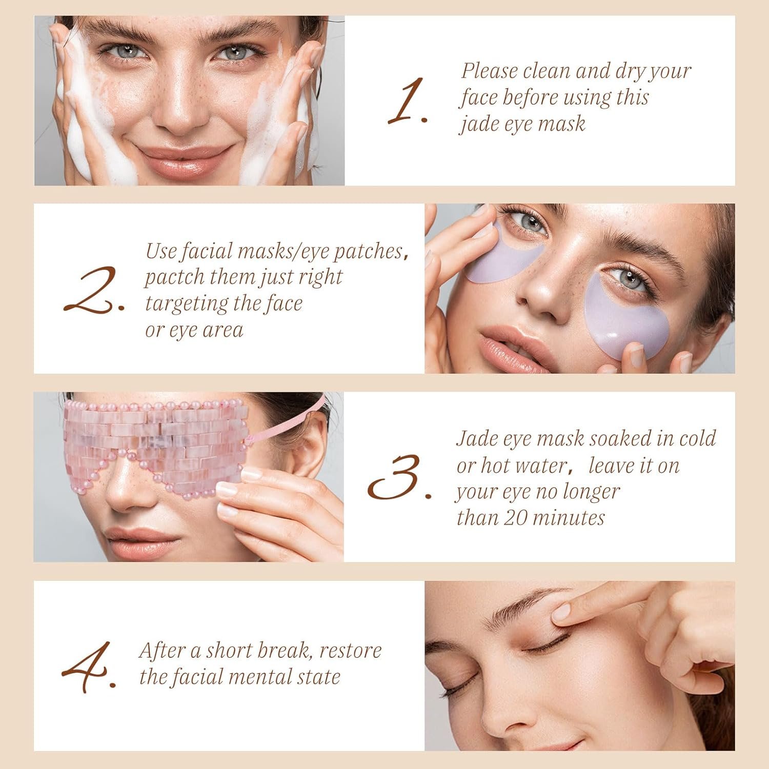 Rose Quartz Eye Mask Natural Jade Mask for Facials Hot or Cold Therapy for Anti-Aging Puffiness Dark Circles Cooling for Migraines Warmth for Sinus Relief - lunas-mystic-emporium.com Rose Quartz Eye Mask, Natural Jade Mask for Facials, Hot or Cold Therapy for Anti-Aging, Puffiness & Dark Circles, Cooling for Migraines, Warmth for Sinus Relief