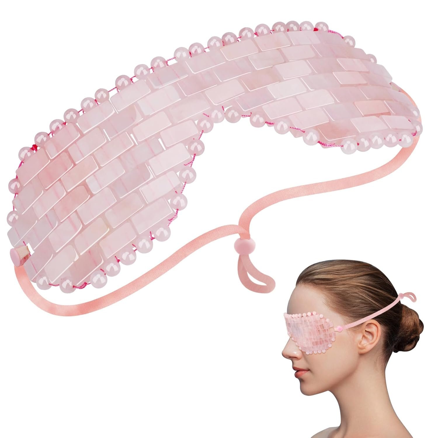 Rose Quartz Eye Mask Natural Jade Mask for Facials Hot or Cold Therapy for Anti-Aging Puffiness Dark Circles Cooling for Migraines Warmth for Sinus Relief - lunas-mystic-emporium.com Rose Quartz Eye Mask, Natural Jade Mask for Facials, Hot or Cold Therapy for Anti-Aging, Puffiness & Dark Circles, Cooling for Migraines, Warmth for Sinus Relief