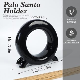 Round Ceramic Palo Santo Holder - Incense Storage Ideal for Palo Santo Sticks & Sage | Ideal for Meditation, Zen Rituals & Spiritual Decor | Enhance Your Mindfulness &...